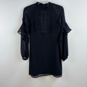 Marciano black mini dress lace detail keyhole front size small